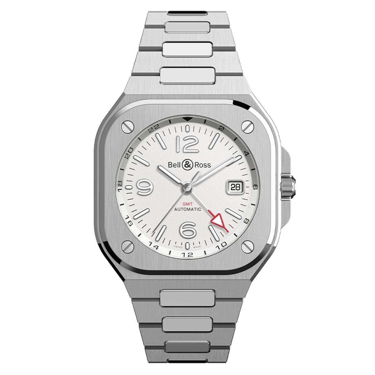 Bell &amp; Ross BR05 GMT Silver Steel Watch Watches Bell &amp; Ross