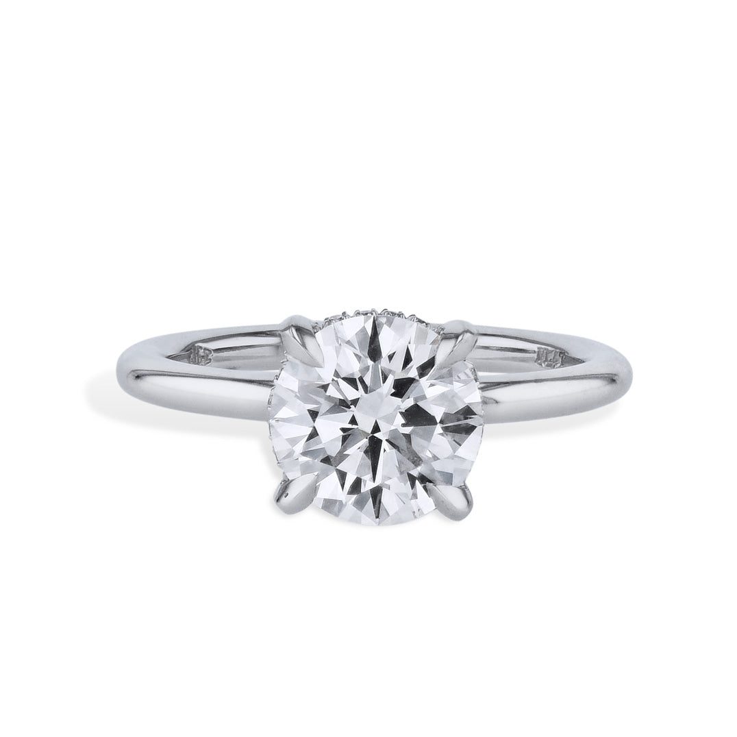 2.01 Carat Round Diamond Platinum Engagement Ring Rings H&H Jewels