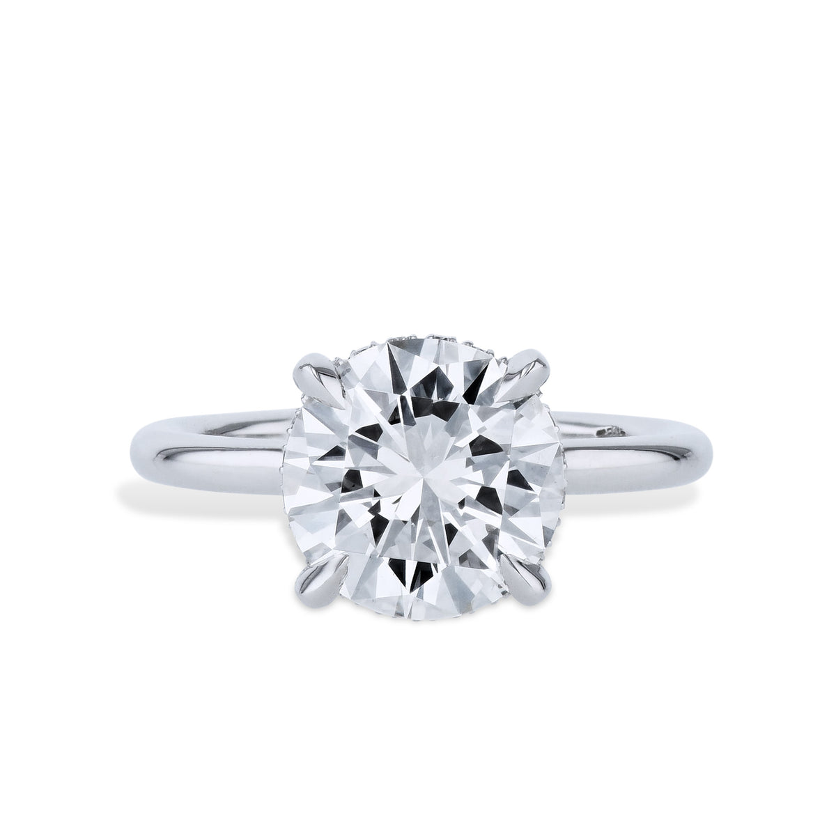 3.11 Carat Round Diamond Platinum Engagement Ring Rings H&H Jewels