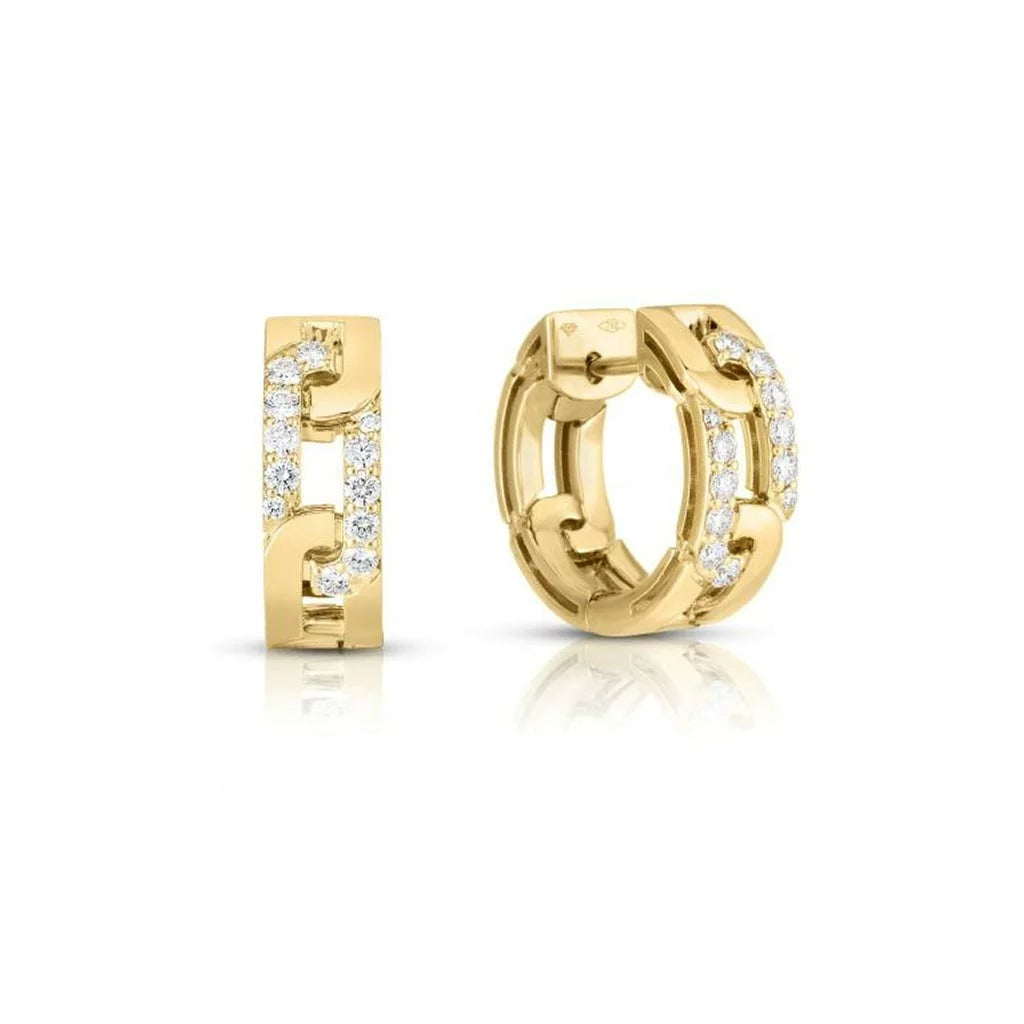 18kt Yellow Gold Navarra Pave Diamond Huggie Earrings Earrings Roberto Coin