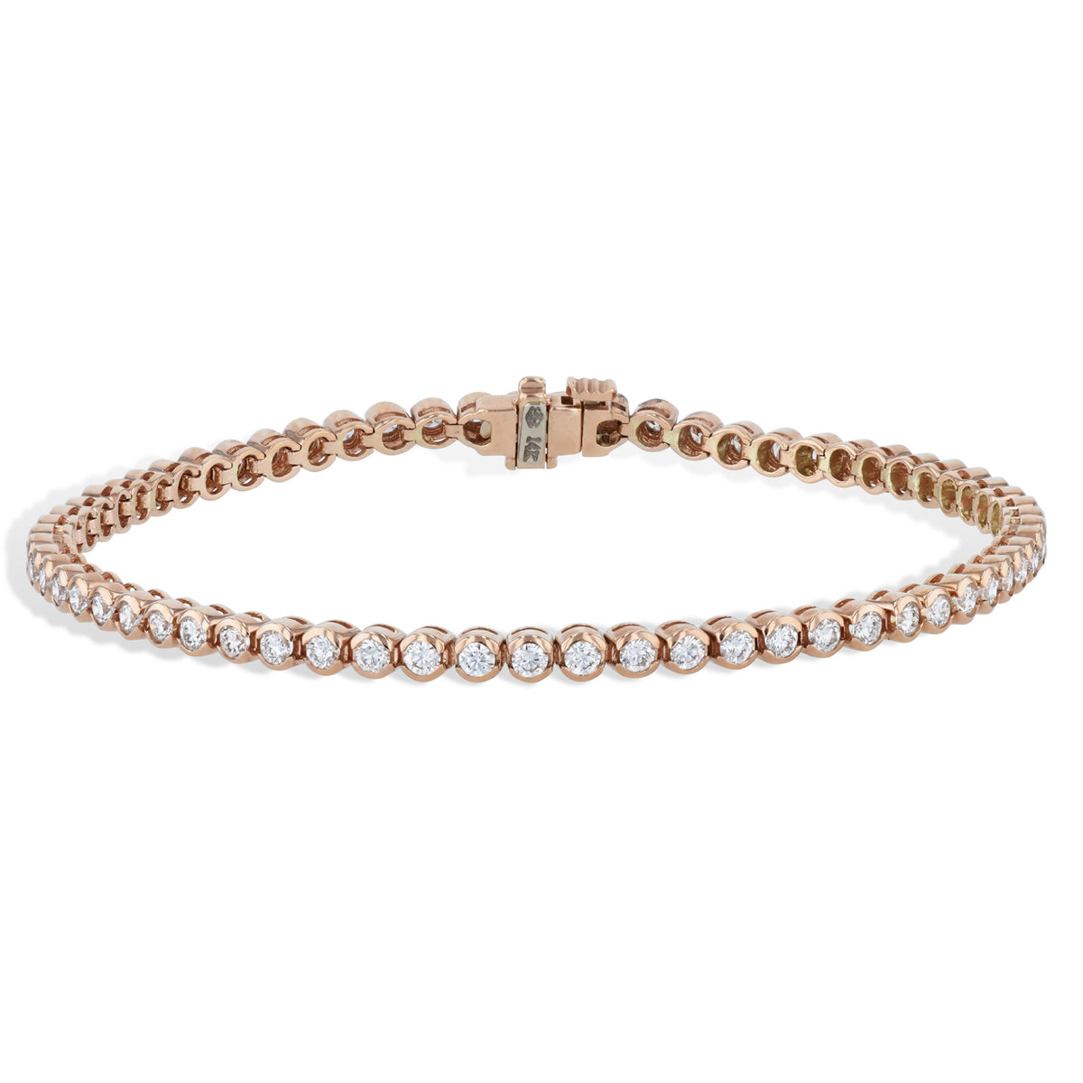 Semi-Bezel Diamond Pink Gold Tennis Bracelet Bracelets H&H Jewels