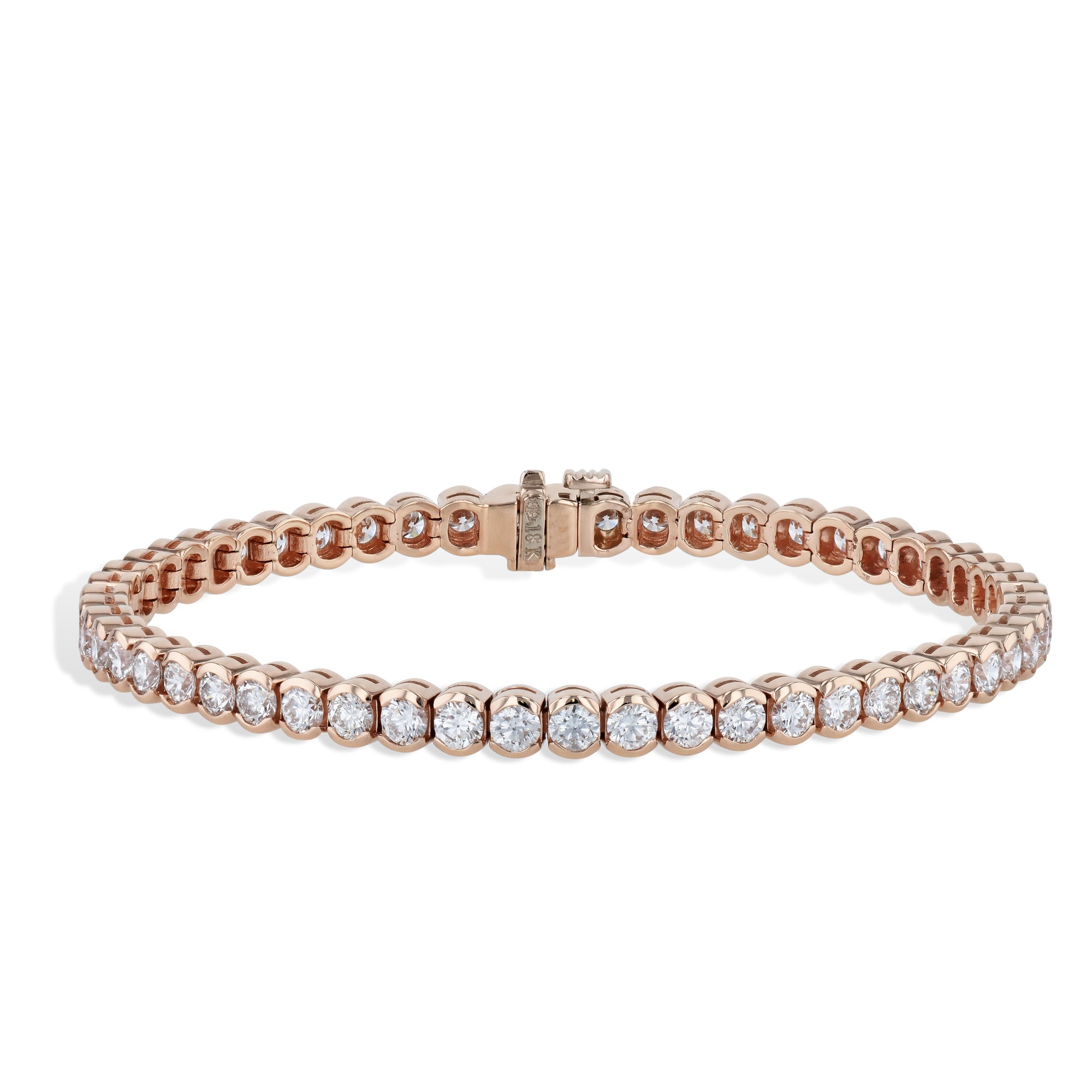 Semi-Bezel Diamond Rose Gold Tennis Bracelet Bracelets H&amp;H Jewels