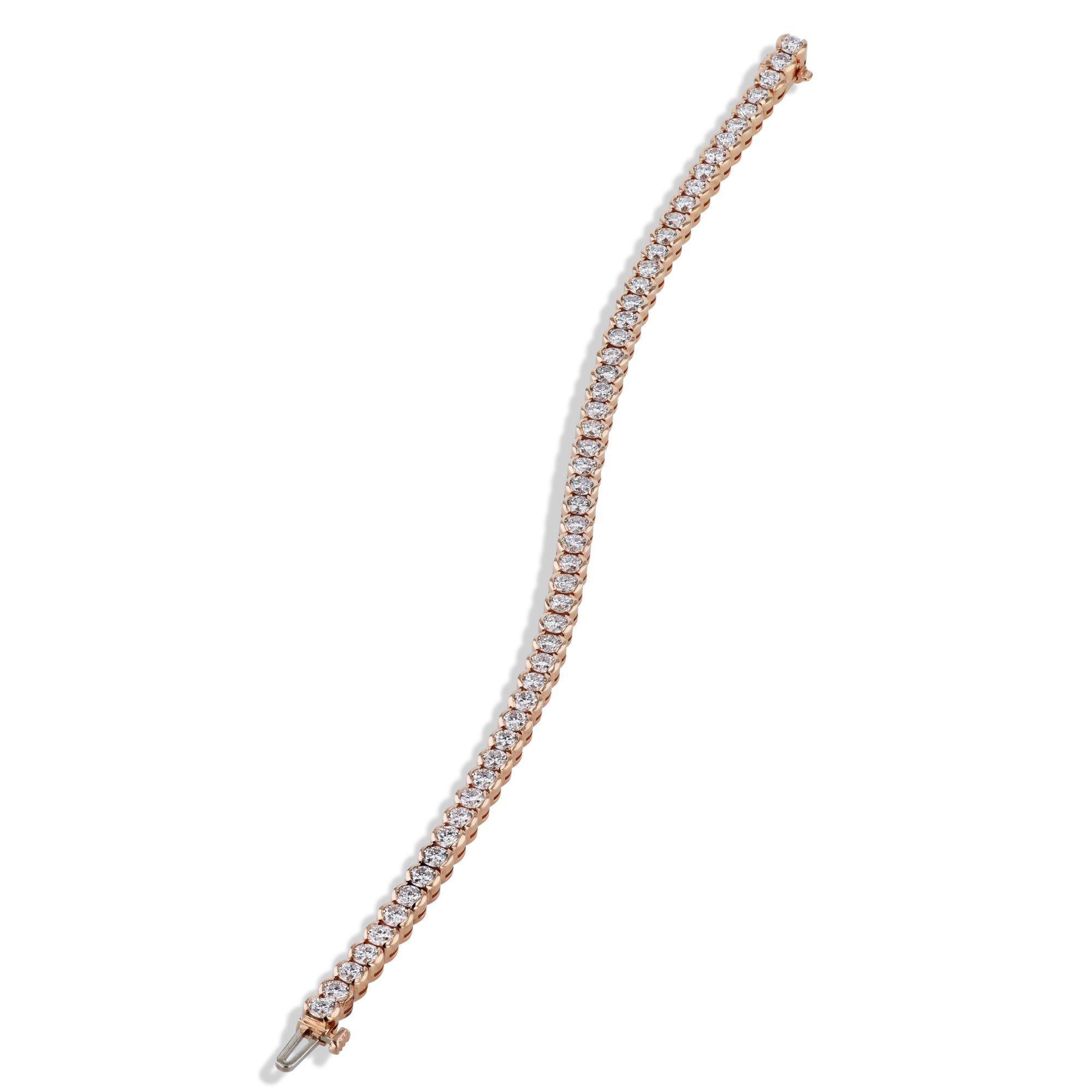 Semi-Bezel Diamond Rose Gold Tennis Bracelet Bracelets H&amp;H Jewels