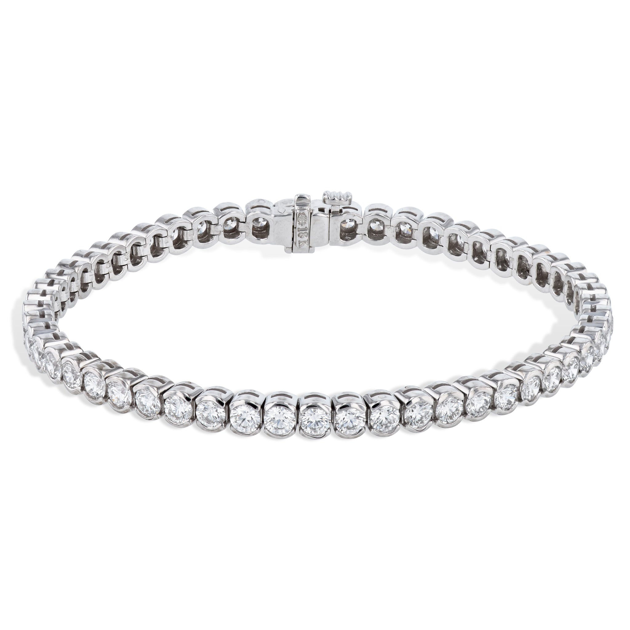 Semi-Bezel Set Diamond White Gold Tennis Bracelet Bracelets H&amp;H Jewels