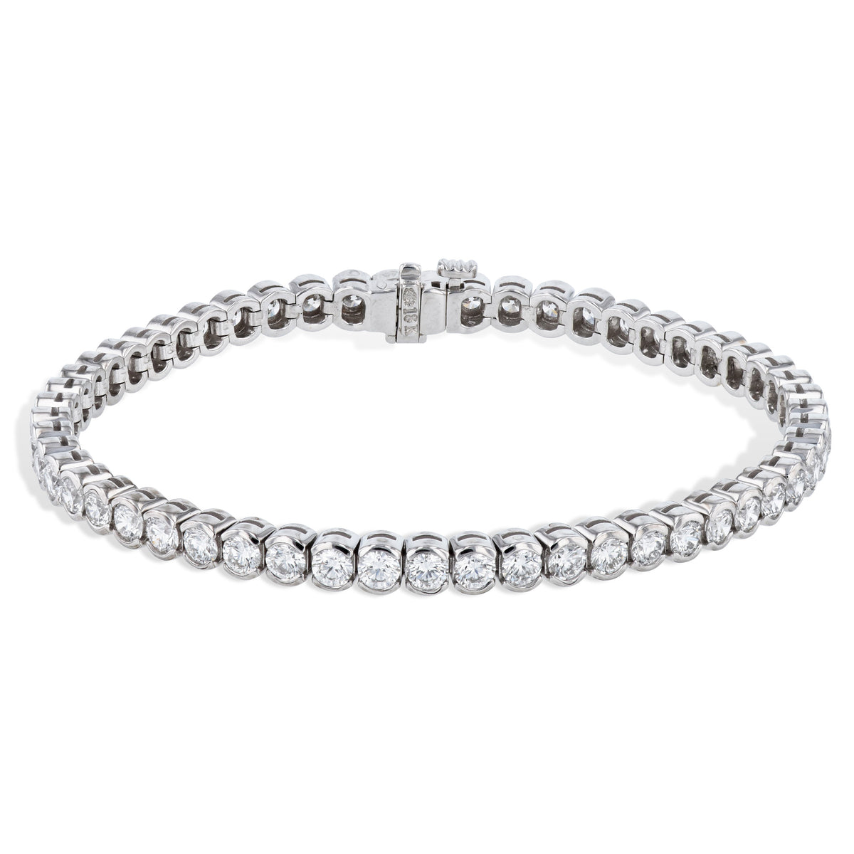 Semi-Bezel Set Diamond White Gold Tennis Bracelet Bracelets H&H Jewels