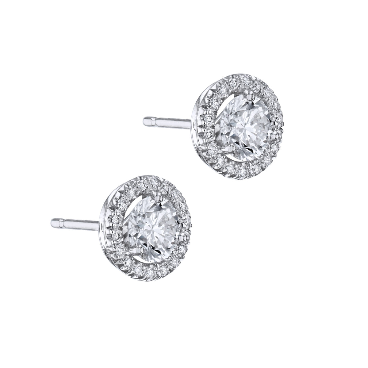 Diamond and Pave Stud Earrings - Alternate View 1