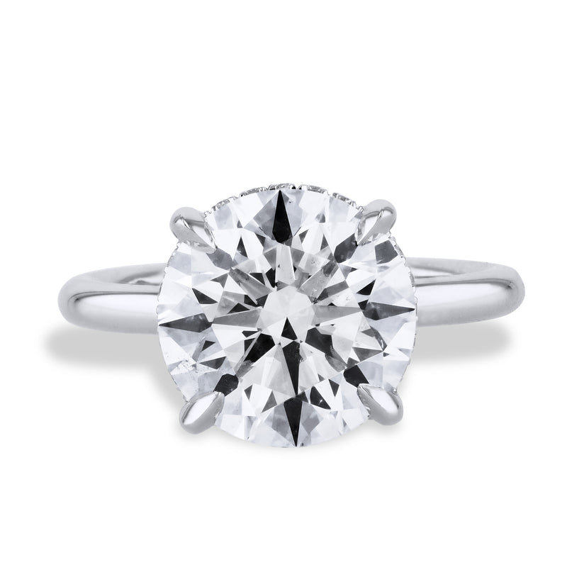 5.07 Carat Round Diamond Platinum Engagement Ring Rings H&H Jewels