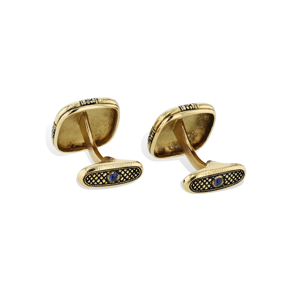 Alex Sepkus Ribbon Yellow Gold Sapphire Estate Cufflinks - Alternate View 1