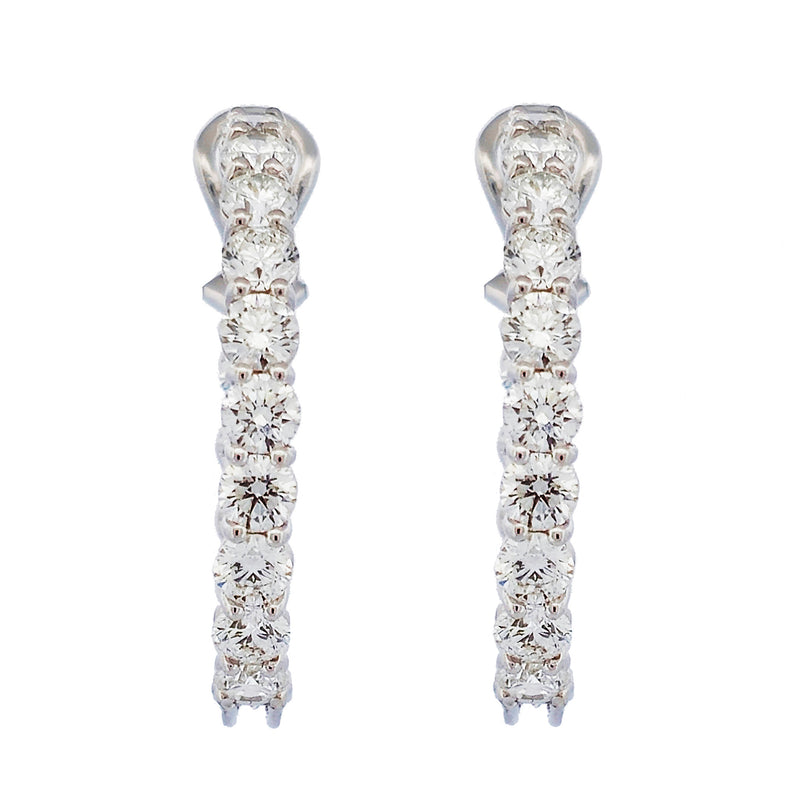 Diamond 18K White Gold Prong Set Hoop Earrings Earrings H&H Jewels