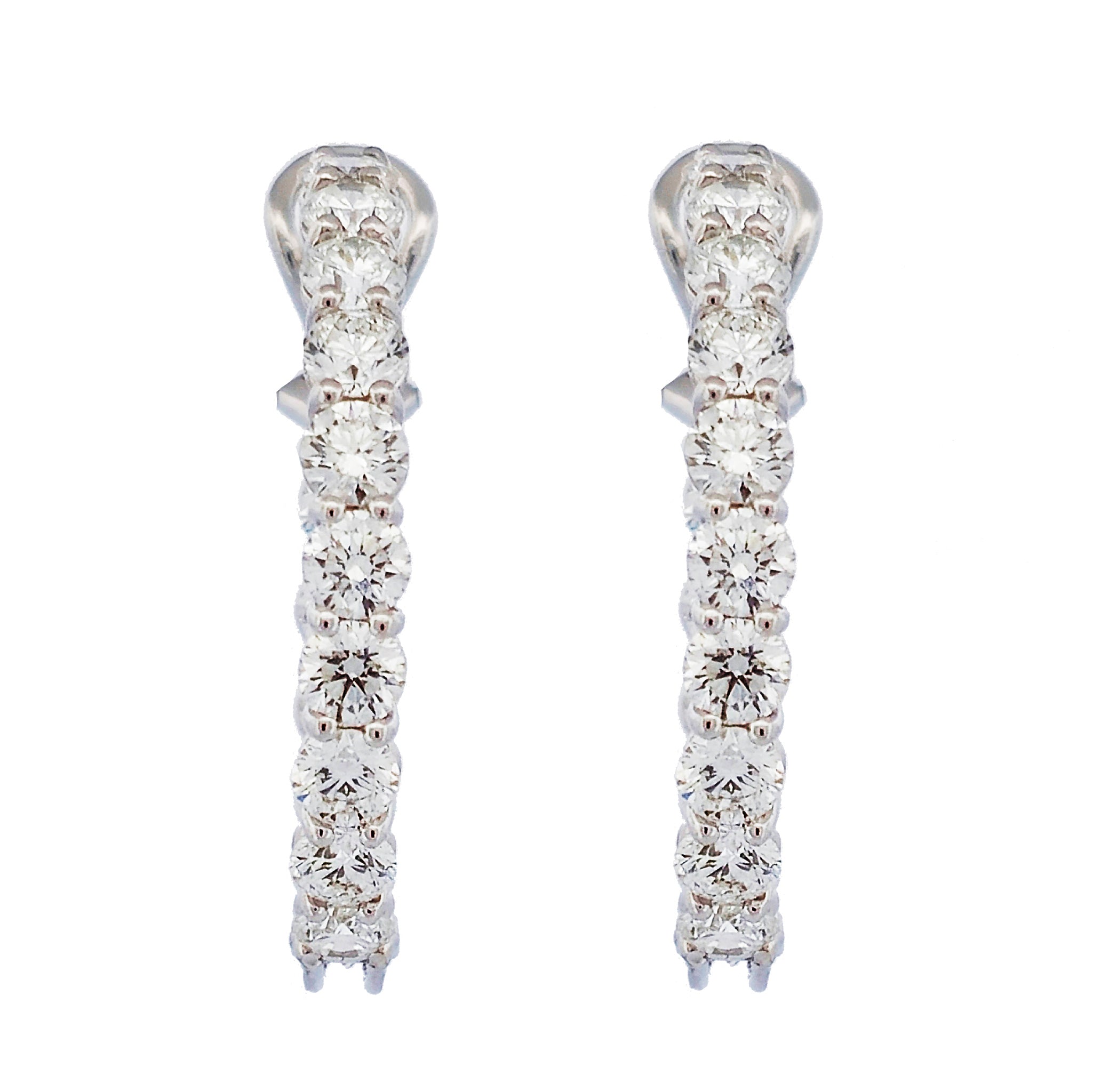 Diamond 18K White Gold Prong Set Hoop Earrings Earrings H&amp;H Jewels
