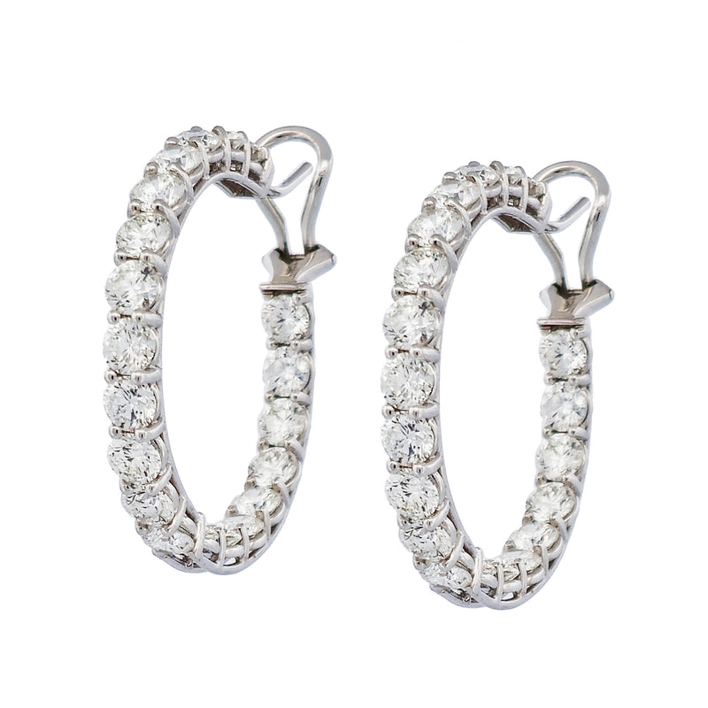 Diamond 18K White Gold Prong Set Hoop Earrings Earrings H&H Jewels