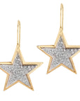 5-Point Yellow and White Gold Diamond Pave Star Earrings Earrings Estate & Vintage