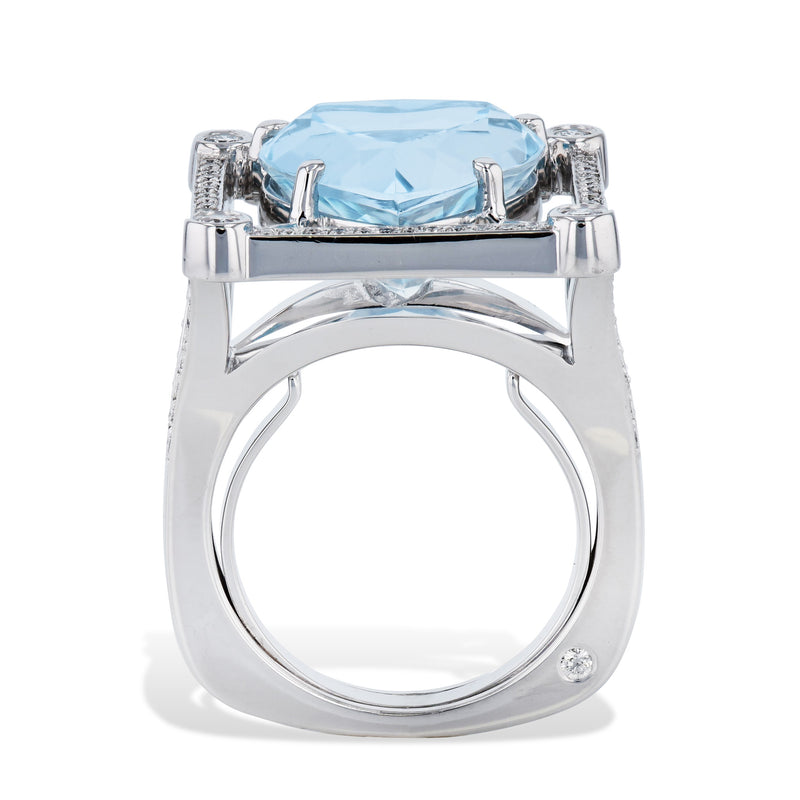 Heart Cut Blue Topaz Diamond Pave Ring Rings Estate & Vintage