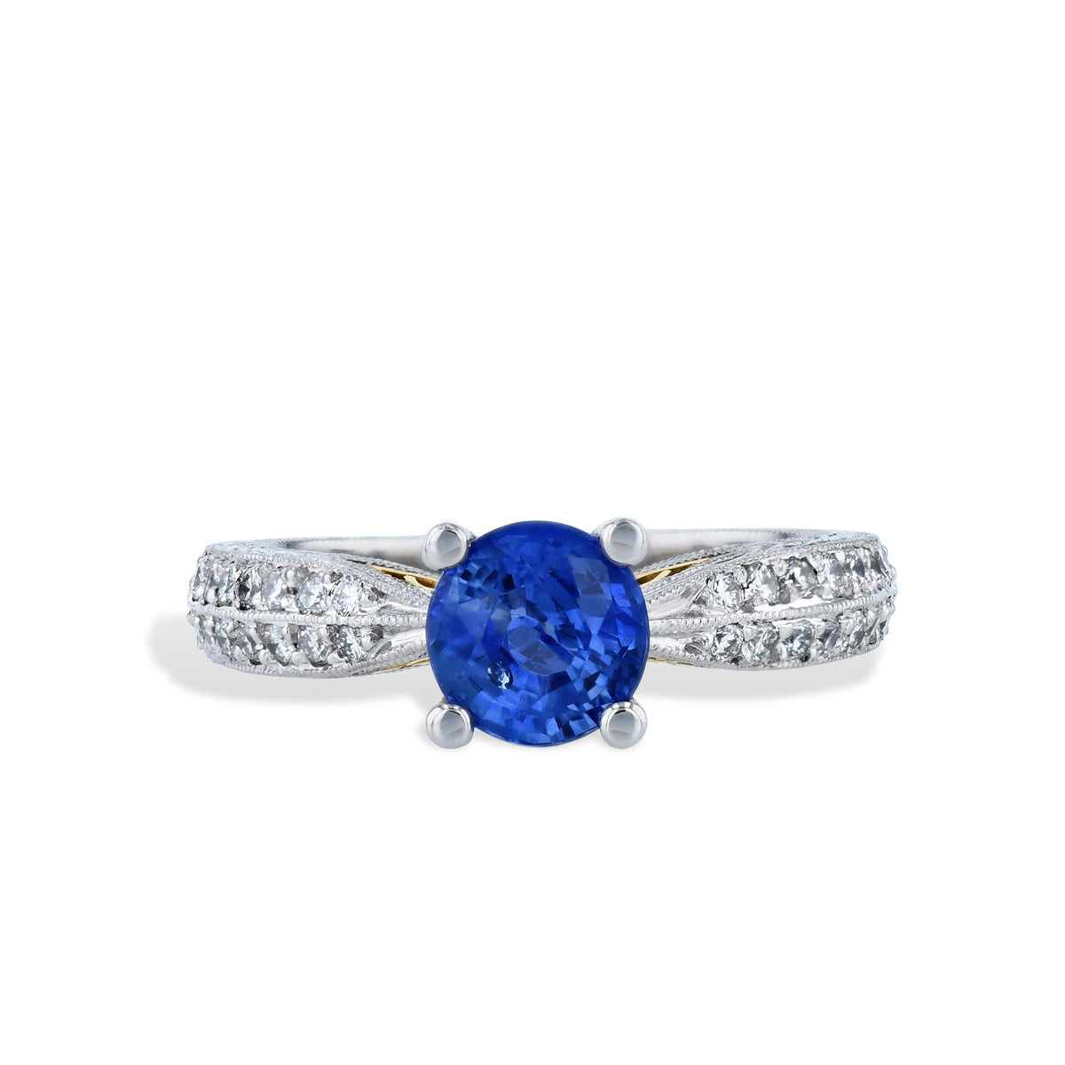 Blue Sapphire Diamond Platinum Estate Ring Rings Estate & Vintage