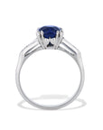 Cushion Cut Blue Sapphire and Diamond Platinum Ring Rings Estate & Vintage
