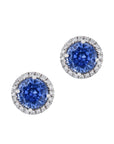 Cornflower Blue Sapphire Pave Diamond Stud Earrings Earrings H&H Jewels
