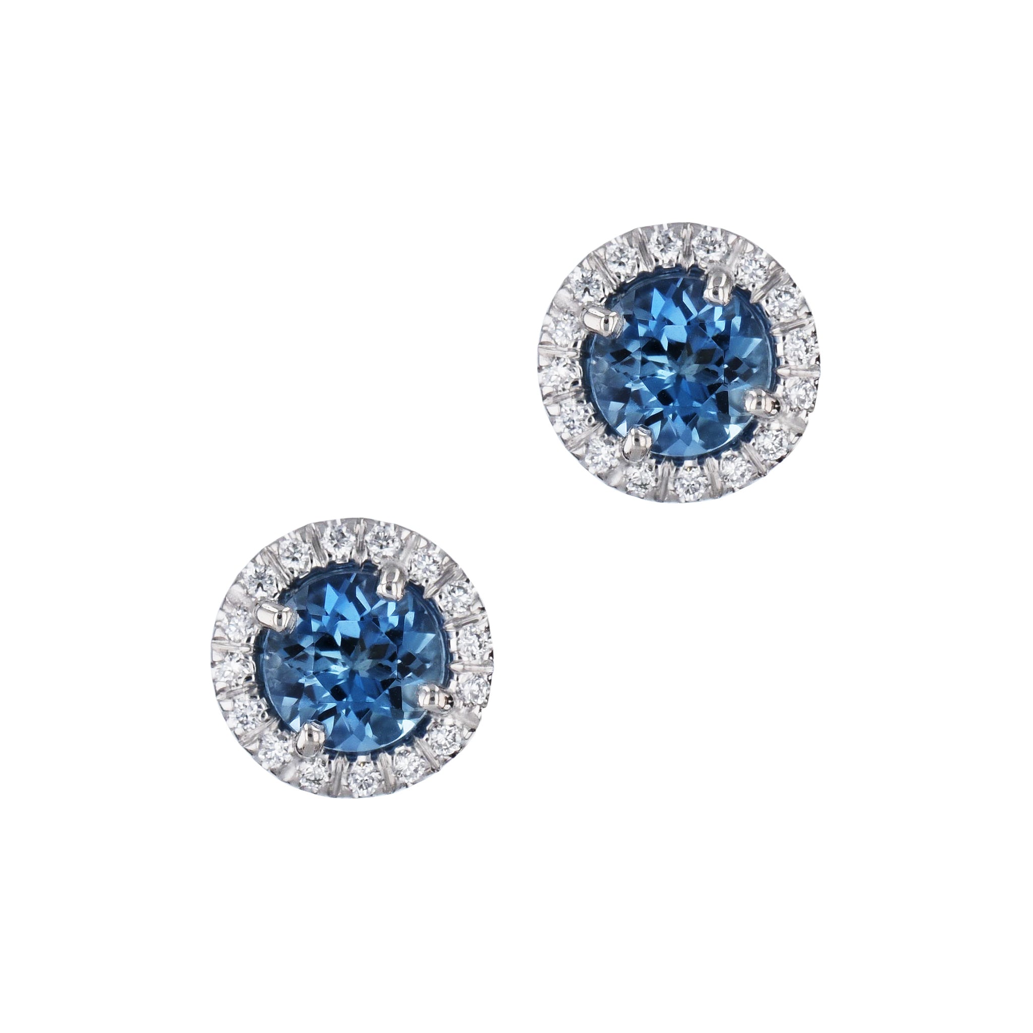 Super Fine Aquamarine Pave Diamond Stud Earrings Earrings H&amp;H Jewels
