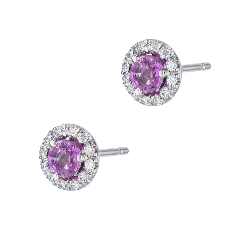 Pink Sapphire Pave Diamond Stud Earrings Earrings H&H Jewels
