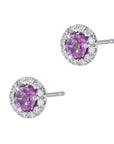 Pink Sapphire Pave Diamond Stud Earrings Earrings H&H Jewels