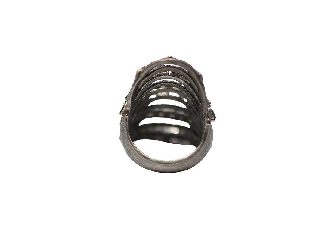 Rose Gold and Grey Sterling Silver Multi-Banded Cocktail Ring - Alternate View 3