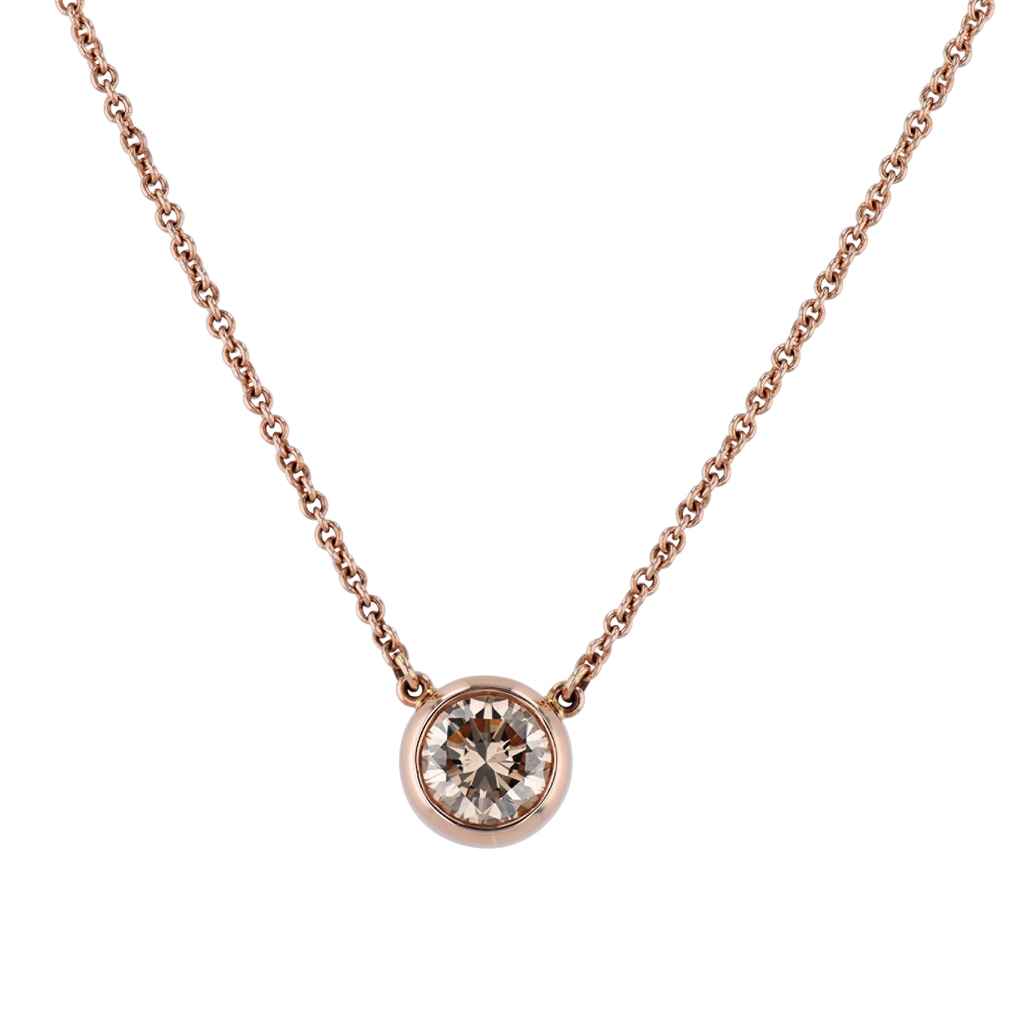 Cinnamon Diamond Rose Gold Pendant Necklace Necklaces H&amp;H Jewels