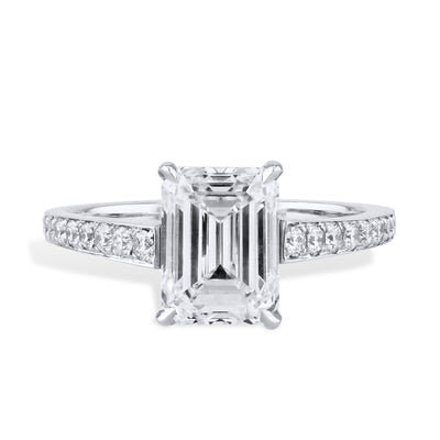 2.02 Carat Emerald Cut Diamond Platinum Engagement Ring Engagement Rings Curated by H