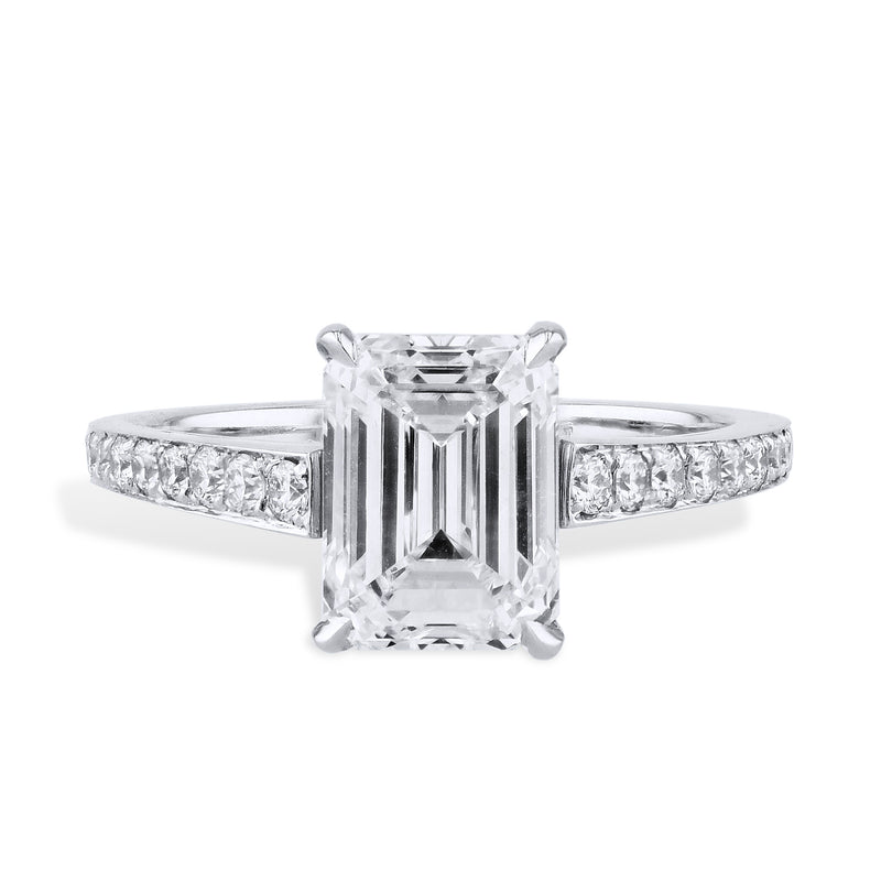 2.02 Carat Emerald Cut Diamond Platinum Engagement Ring Engagement Rings Curated by H
