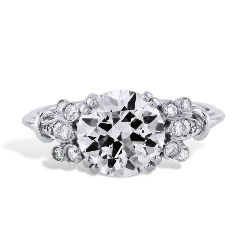Transitional Cut Diamond Platinum Engagement Ring Rings H&H Jewels