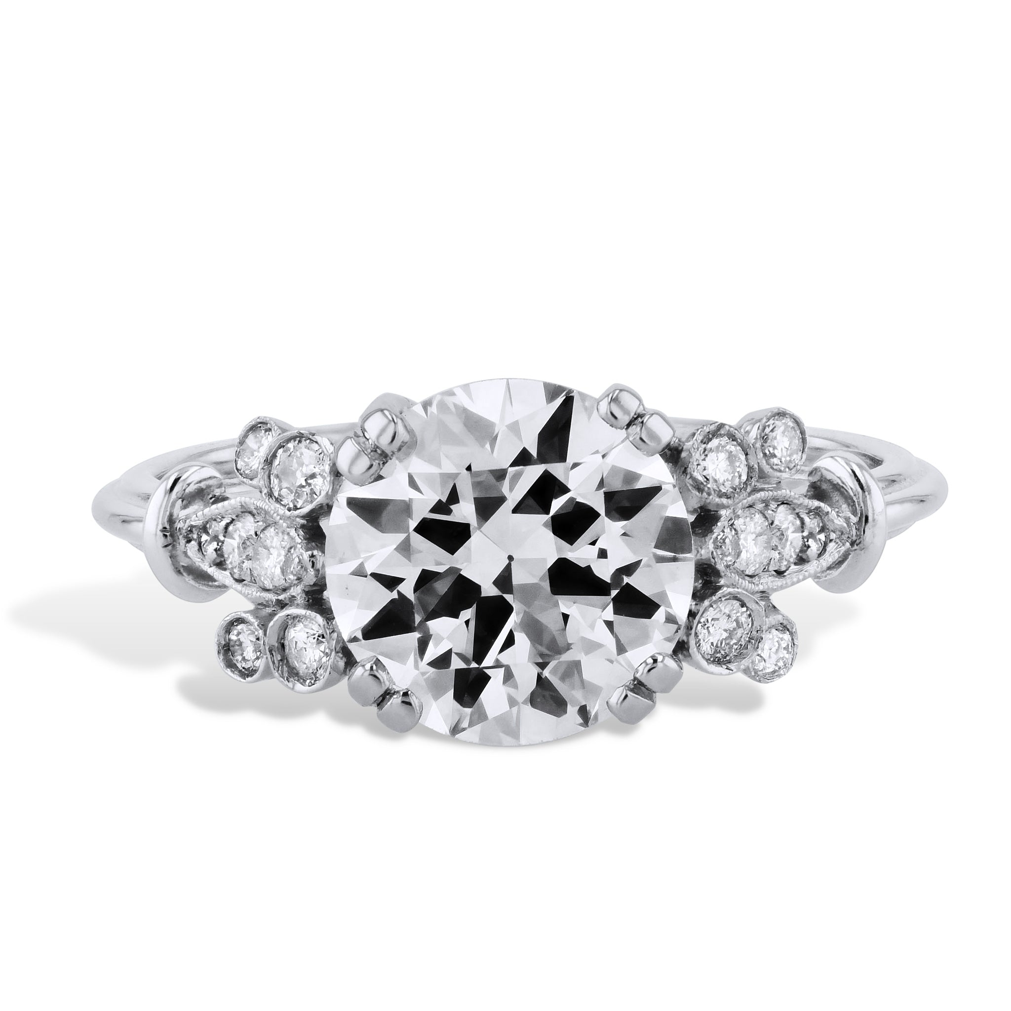 Transitional Cut Diamond Platinum Engagement Ring Rings H&amp;H Jewels