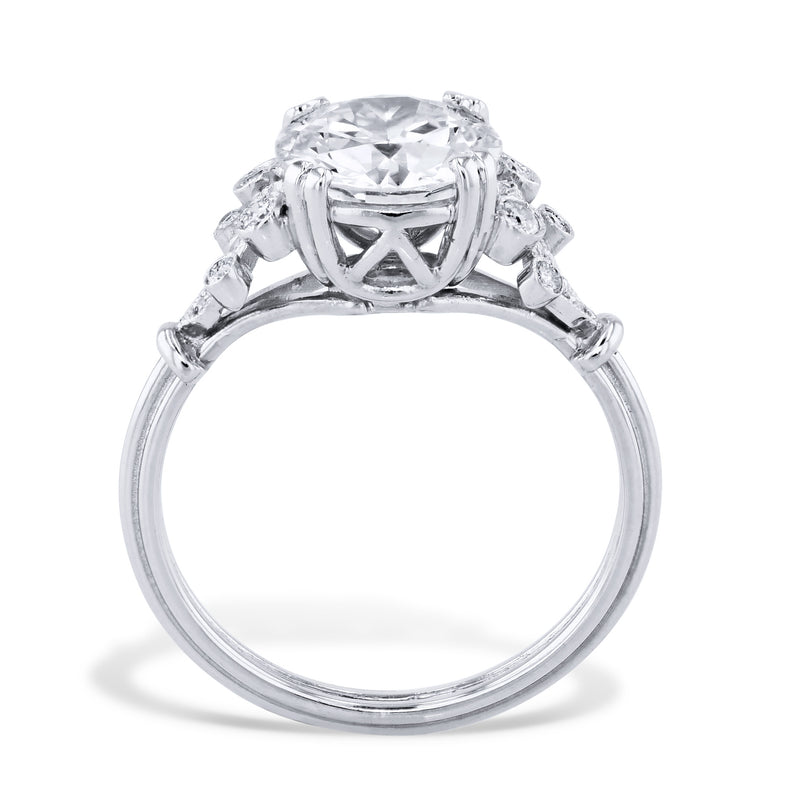 Transitional Cut Diamond Platinum Engagement Ring Rings H&H Jewels