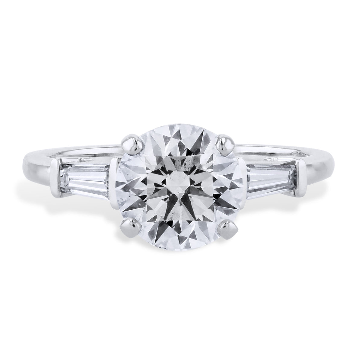 2.03 Carat Round Brilliant Cut Diamond Platinum Engagement Ring Rings H&H Jewels