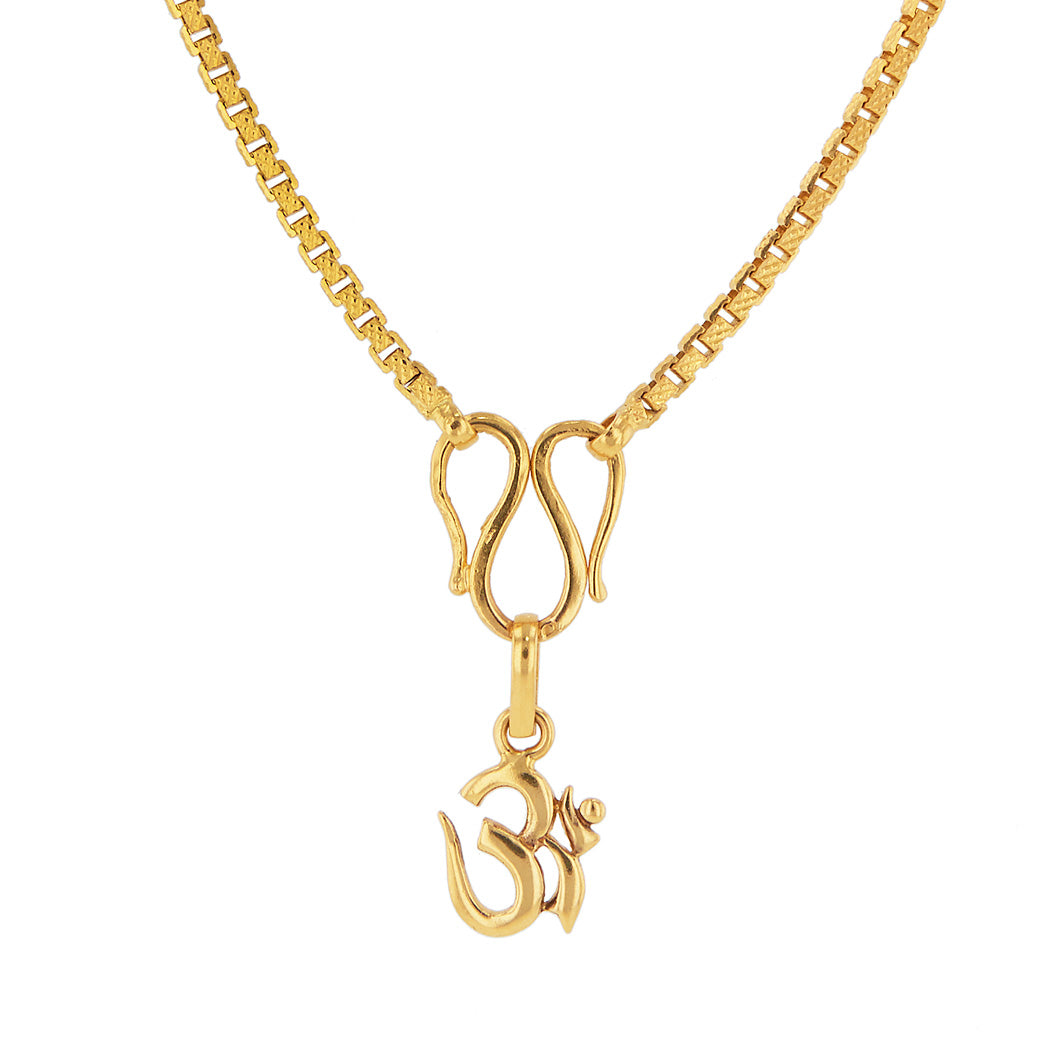 Yellow Gold Textured Box Link Chain Necklace with Pendant Necklaces Estate &amp; Vintage