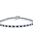 Royal Blue Sapphire and Diamond White Gold Tennis Bracelet Bracelets H&H Jewels