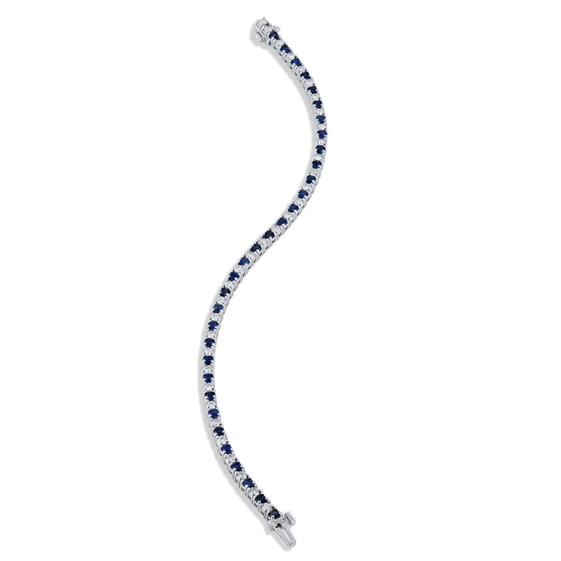 Royal Blue Sapphire and Diamond White Gold Tennis Bracelet Bracelets H&H Jewels