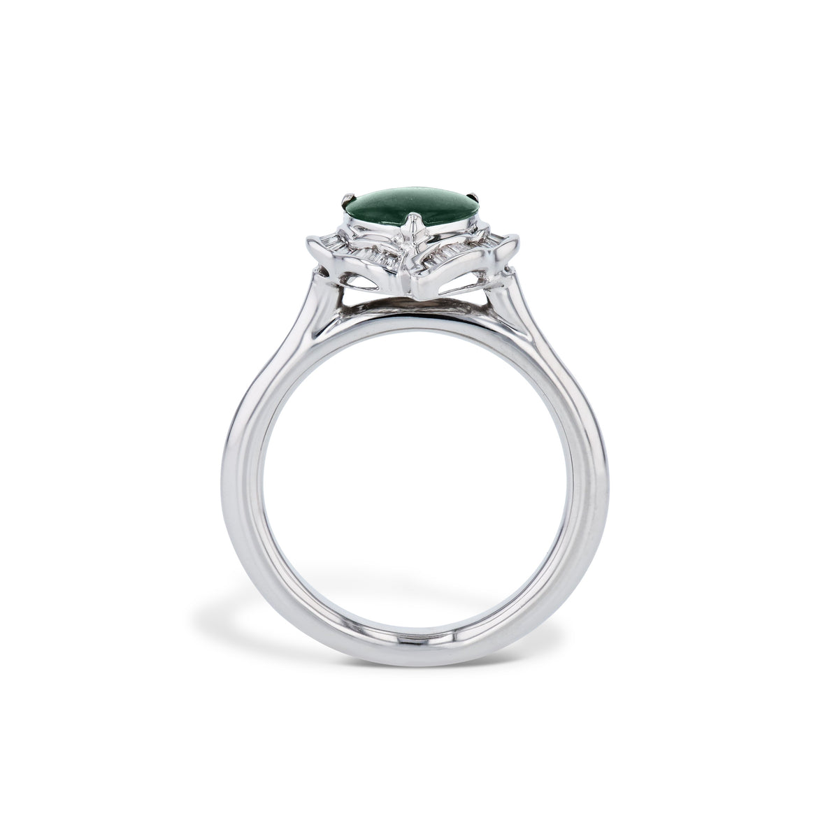 Heart Cut Jadeite Diamond Cabochon Estate Ring - Alternate View 1