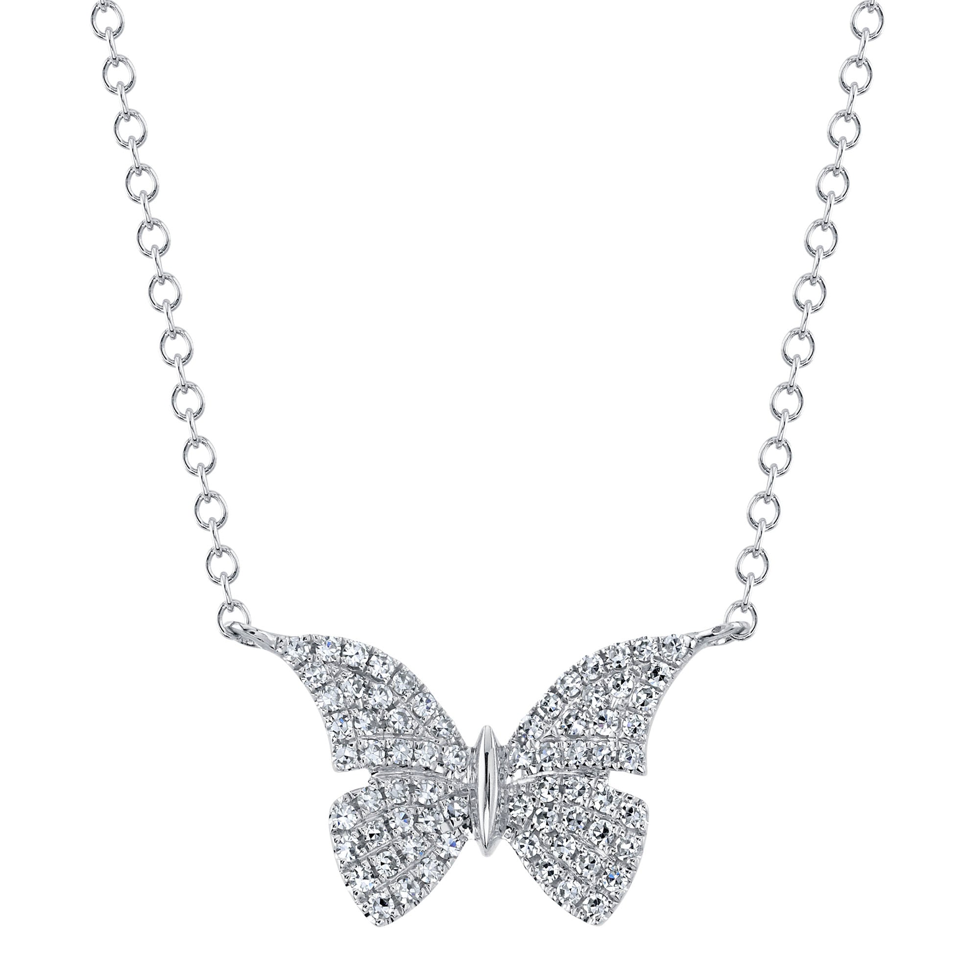 White Gold Diamond Butterfly Pendant Necklace Necklaces Gift Giving