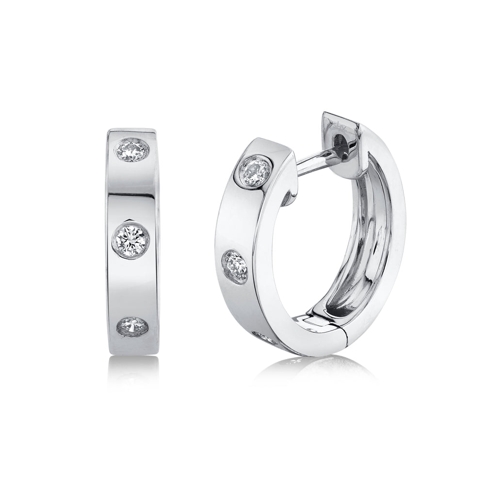 White Gold Bezel Diamond Huggie Earrings Earrings Gift Giving