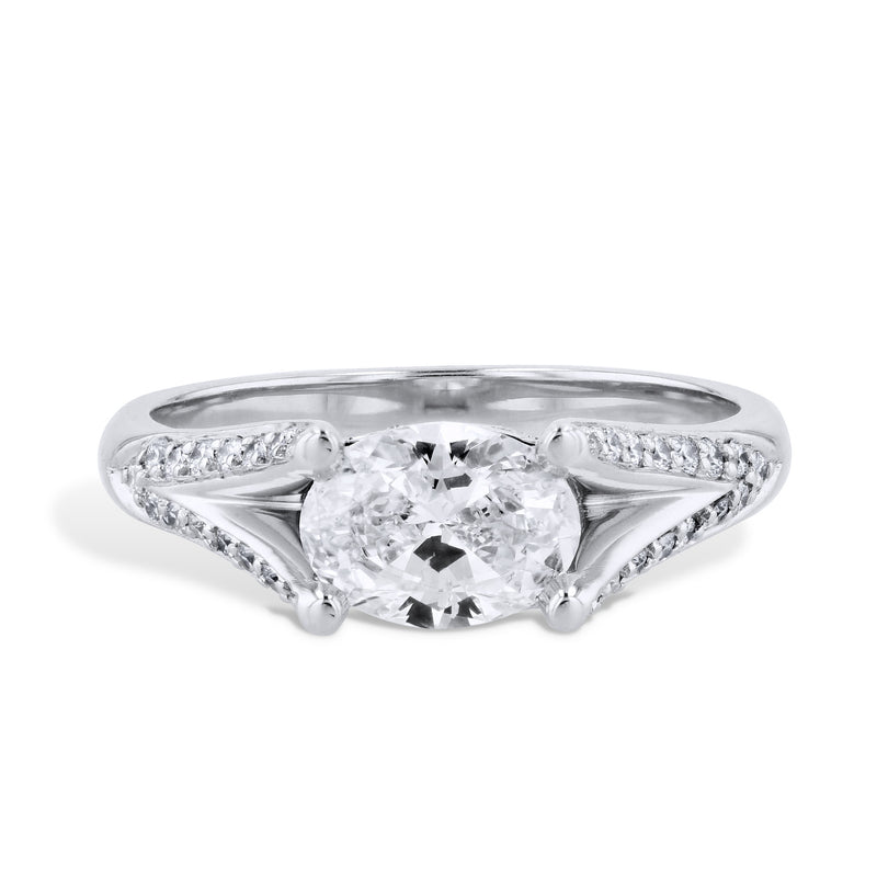 Oval Diamond Platinum Pave Engagement Ring Engagement Rings H&H Jewels