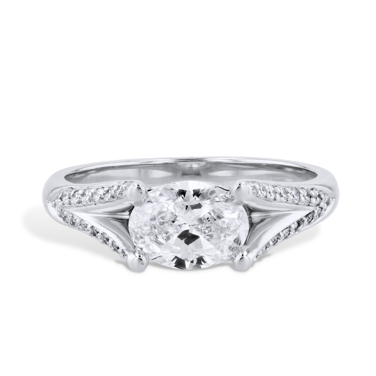 Oval Diamond Platinum Pave Engagement Ring Engagement Rings H&H Jewels