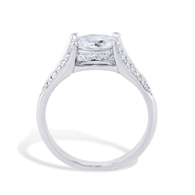 Oval Diamond Platinum Pave Engagement Ring Engagement Rings H&H Jewels