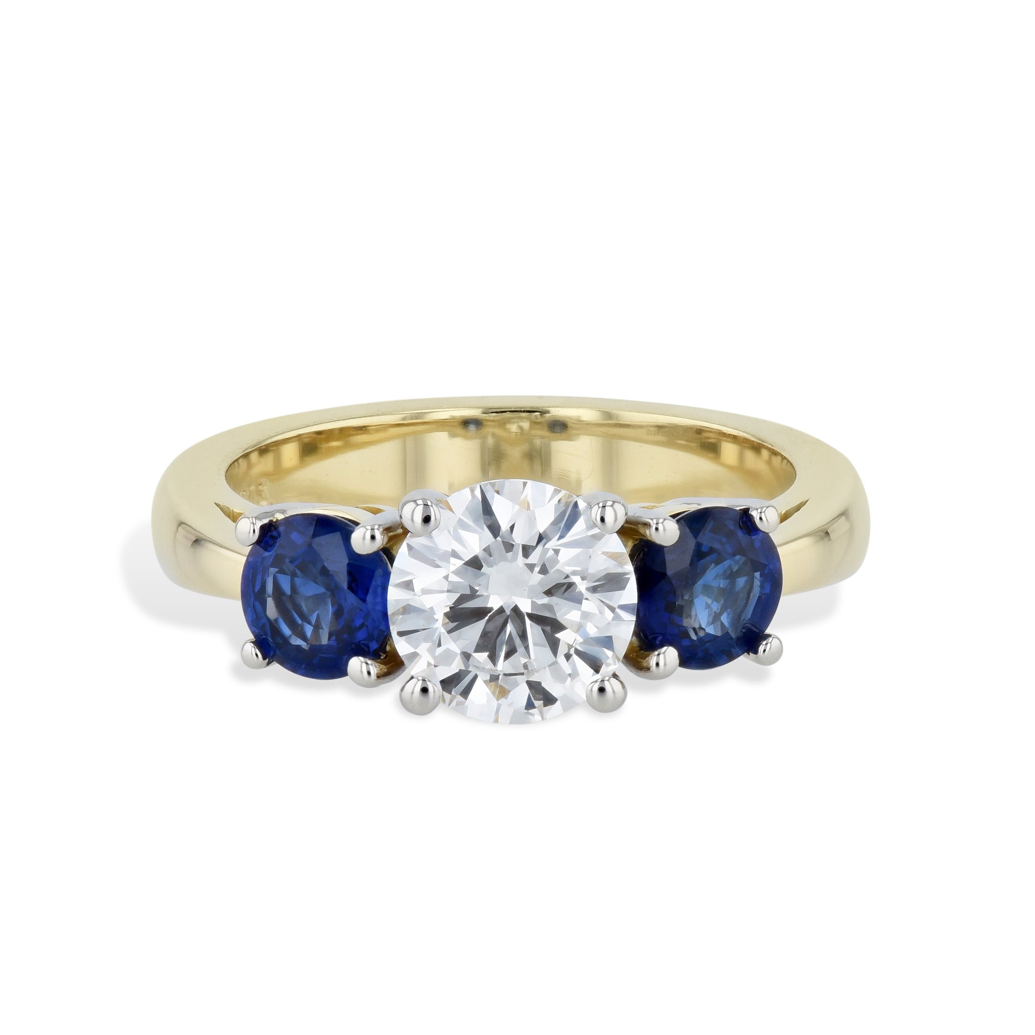 3-Stone Diamond and Sapphire Ring Rings H&amp;H Jewels