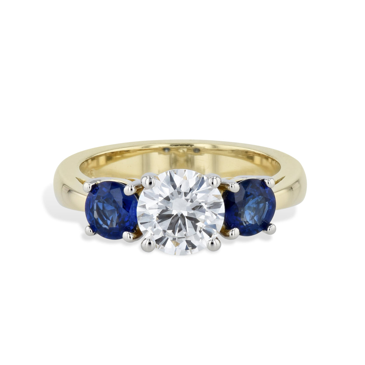 3-Stone Diamond and Sapphire Ring Rings H&H Jewels