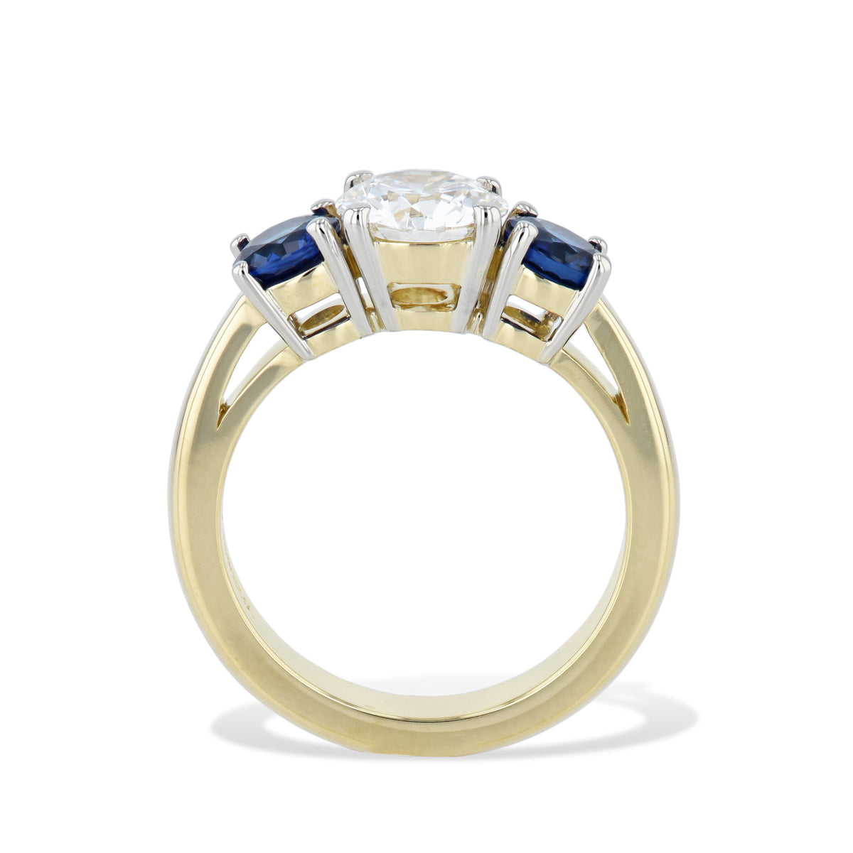 3-Stone Diamond and Sapphire Ring - Alternate View 2