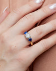 3-Stone Diamond and Sapphire Ring Rings H&H Jewels