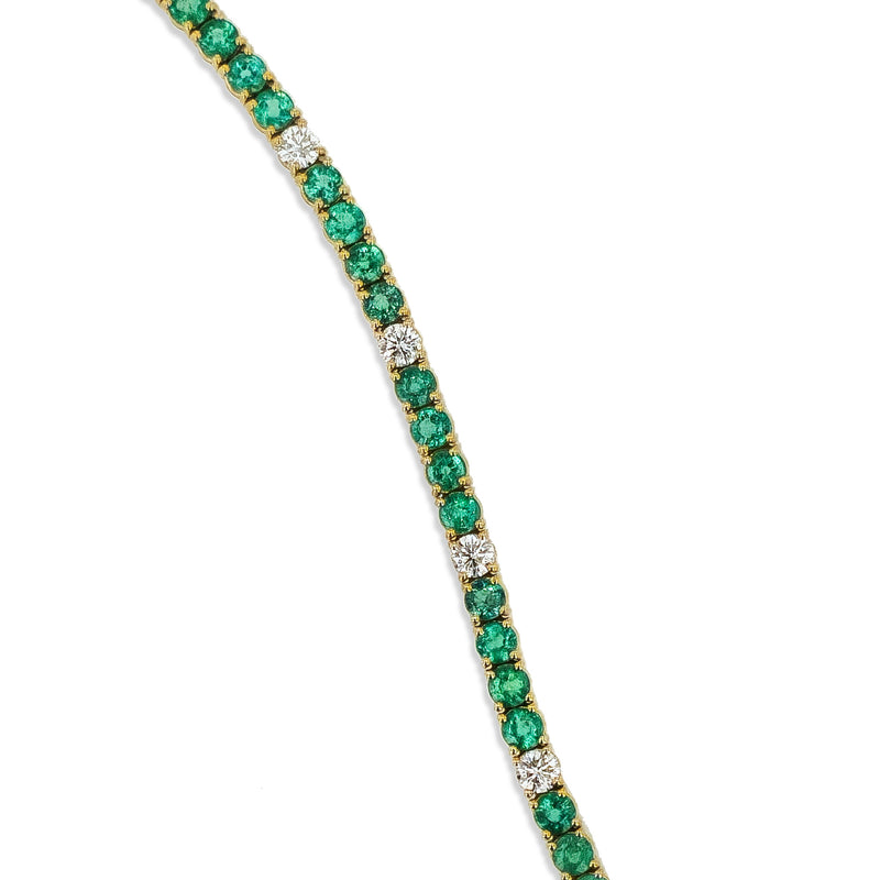 Emerald and Diamond Yellow Gold Tennis Bracelet Bracelets H&H Jewels