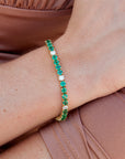 Emerald and Diamond Yellow Gold Tennis Bracelet Bracelets H&H Jewels