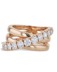 Diamond and 2 Band 18K Rose Gold Ring Rings Curated by H
