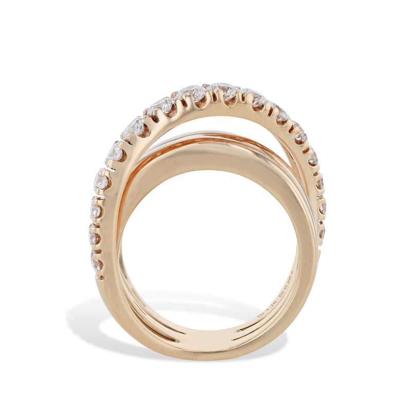 Diamond and 2 Band 18K Rose Gold Ring Rings Curated by H