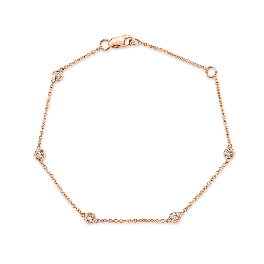 Rose Gold Diamond Bezel Anklet Anklets Shy Creation