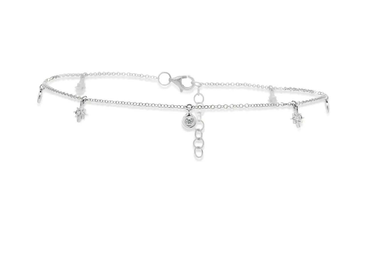 White Gold Diamond Star Anklet Anklets Shy Creation